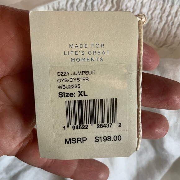 Faherty Ozzy Linen Jumpsuit relaxed leg front button sleeveless romper pants XL - Picture 13 of 14